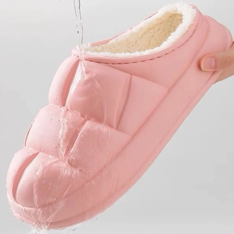 Cotton slippers mens autumn and winter 2024 indoor waterproof warm anti slip cotton shoes bag heel shoes 241112