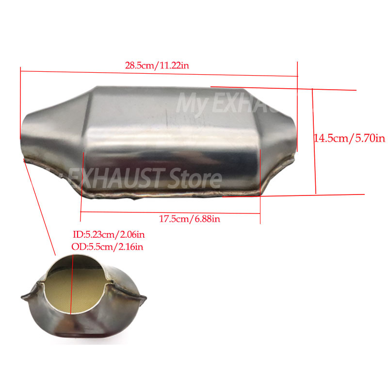 2pcs 2in/5.08cm Universal Catalytic Converter Flow Sports 400 Cells High Performance Engine Accessories