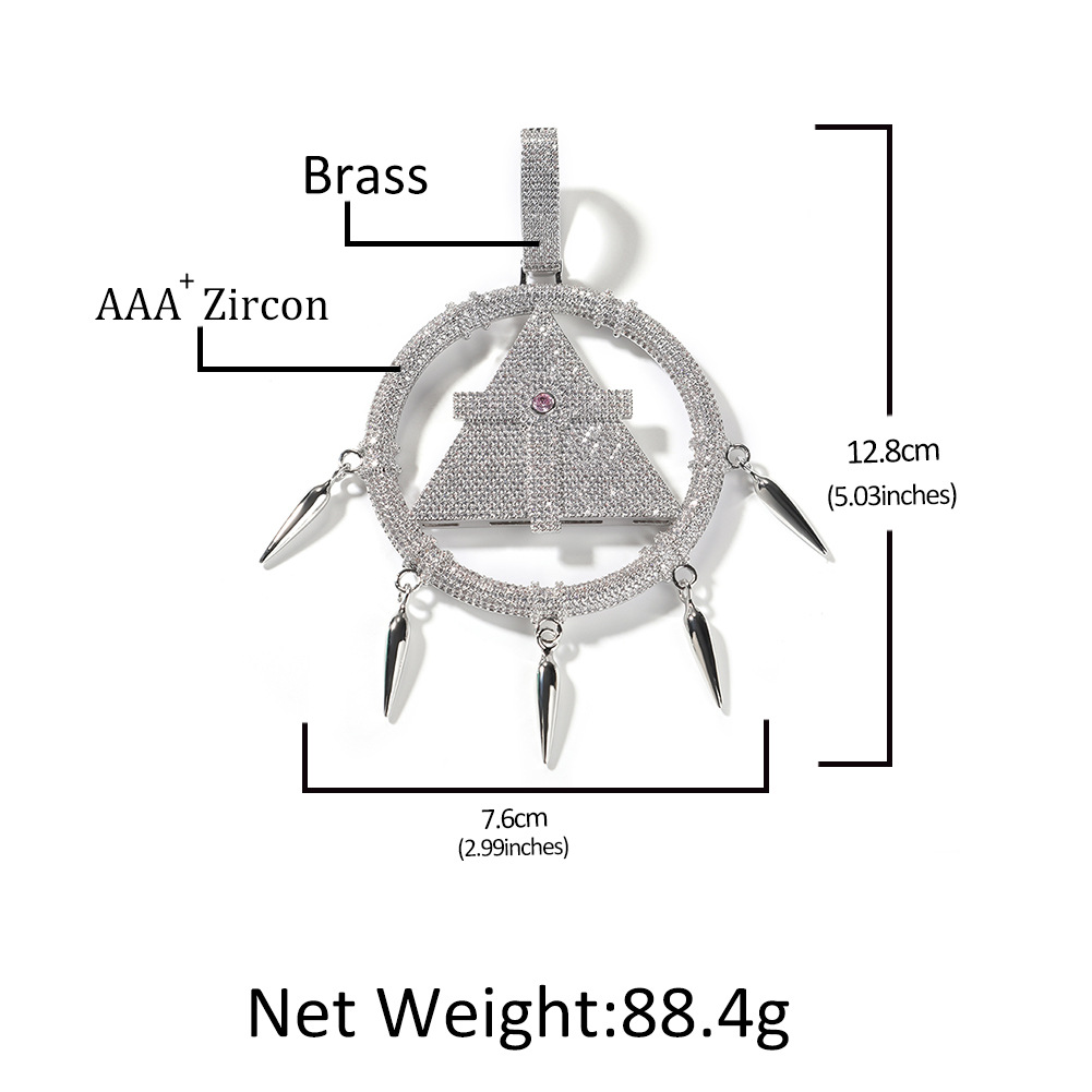 Hip Hop Geometric Pendant Necklace TopBling Zircon Real White Gold Plated Jewelry