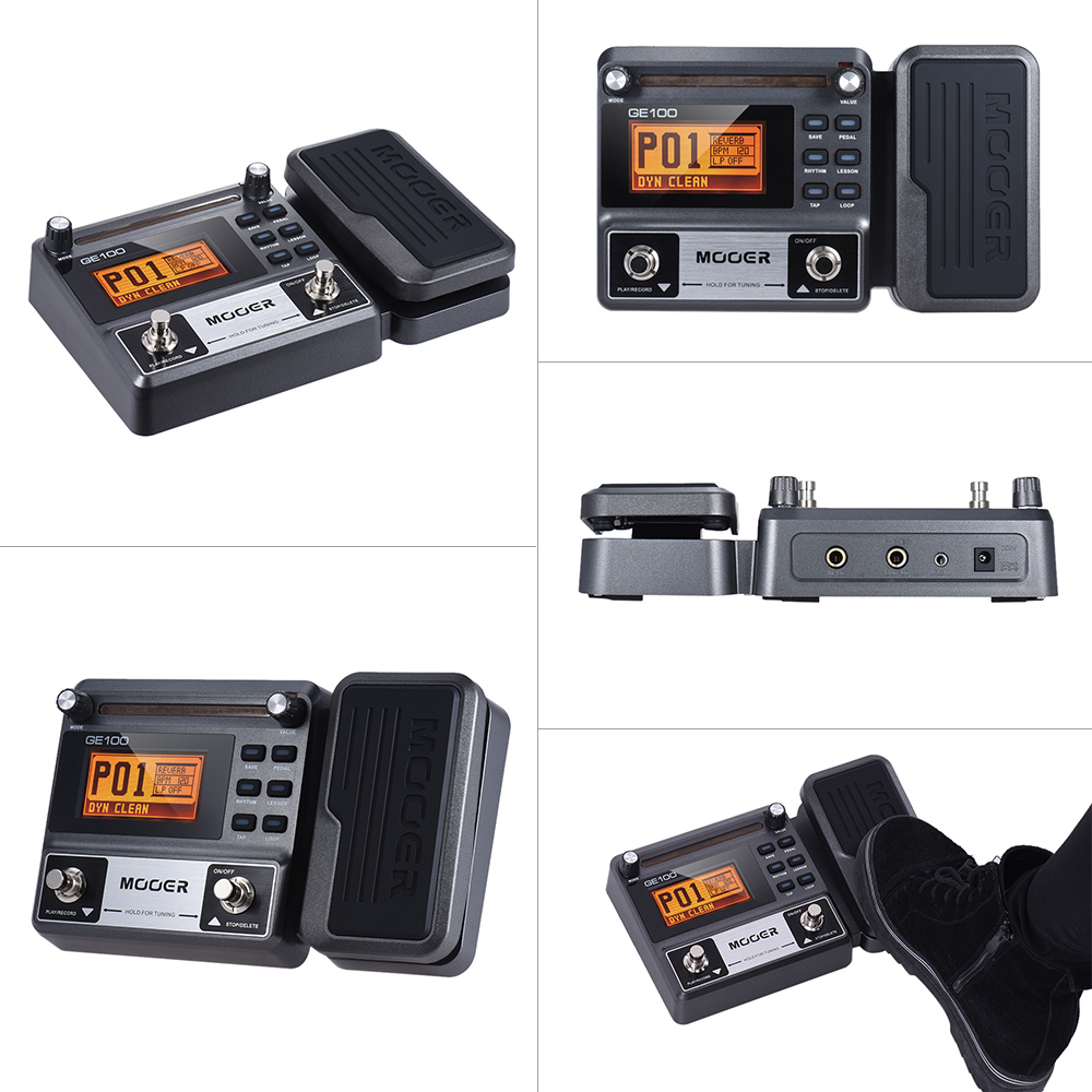 GE100 Guitar Pedal Multi-effects Processor Effect Pedal with Loop Recording Max Time 180s 8 effect modules 40 Drum rhythms