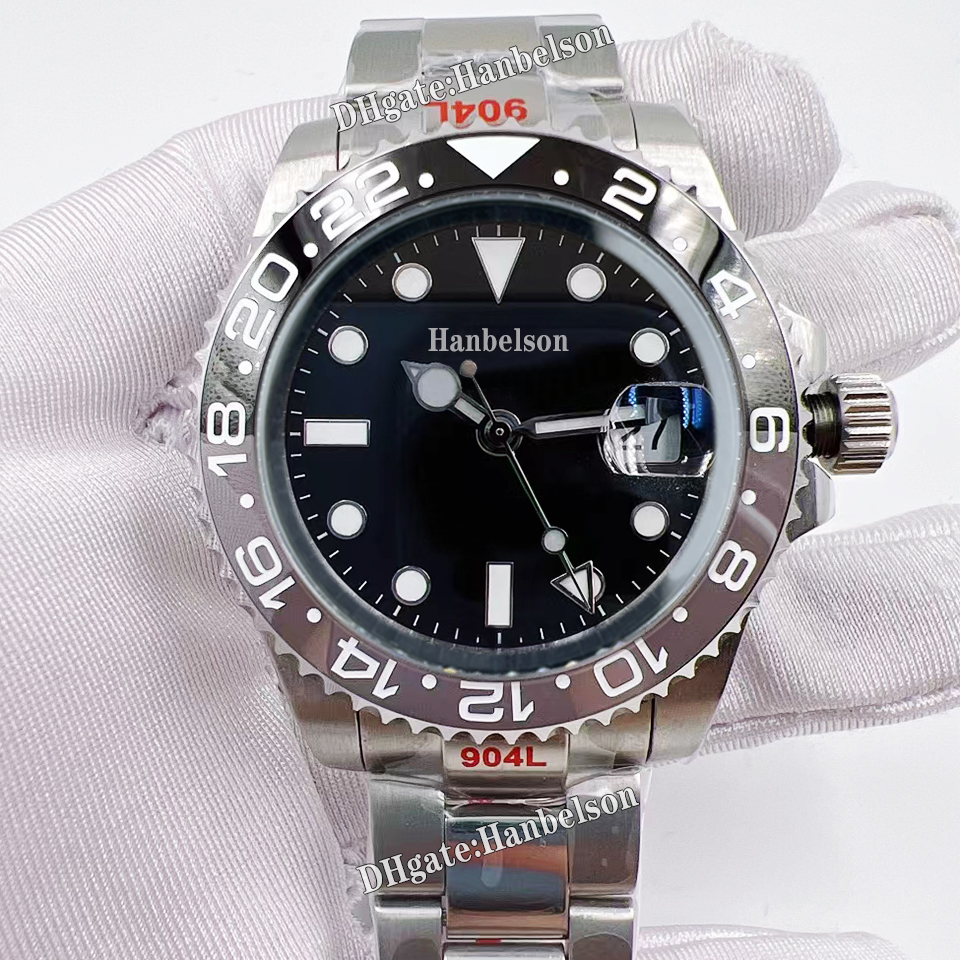 Automatic Men Watch Black Grey Two tone Ceramic Bezel Wristwatch Noctilucent Dial Sapphire glass Metal watchband 40MM Mechanical Watches