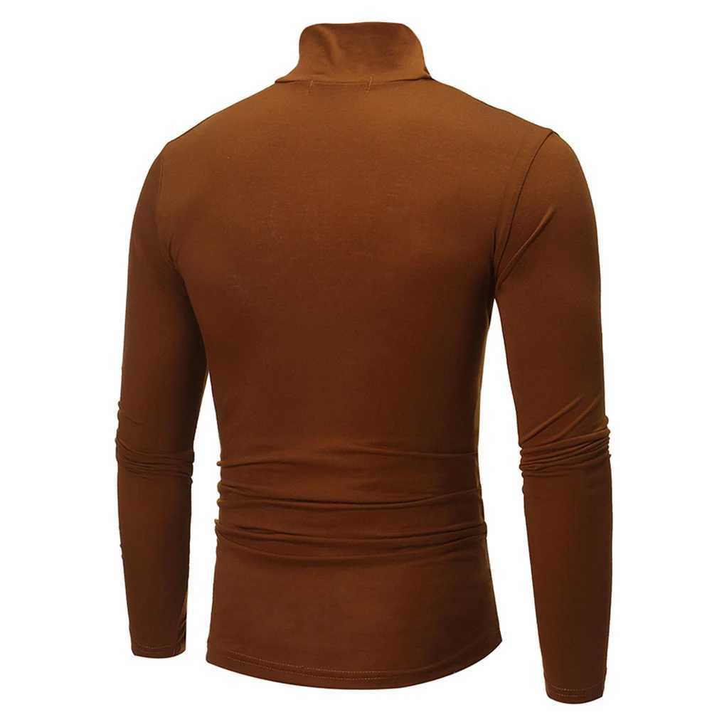 Mens solid color turtle neck long sleeved top high neck casual warm mens Camistaro Pahombre T-shirt W2411111