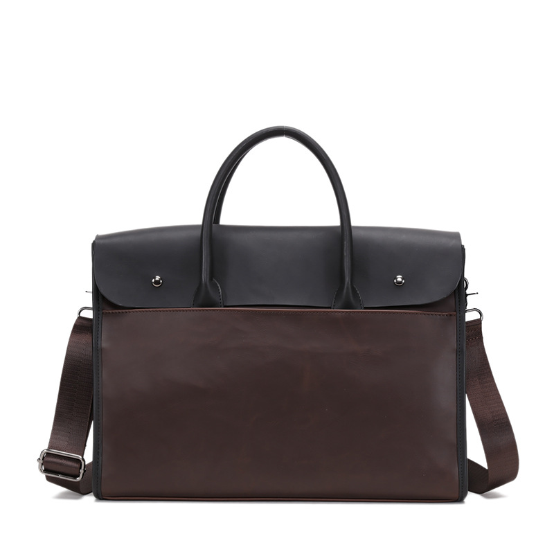 Vintage Crazy Horse Briefcase Travel Genuine Leather Handbag Luxury Men's Messenger Computer Shoulder Bag 14 Inch Laptop