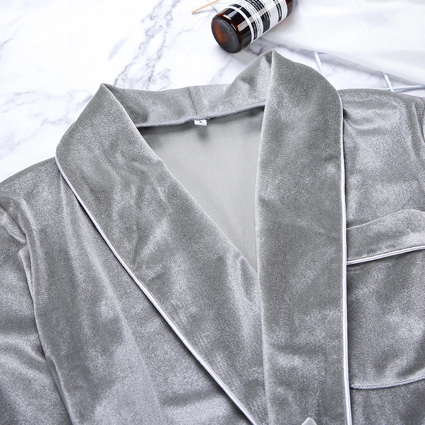 HiLoc Velvet Womens Warm Sleepwear Solid Pocket Long Sleeve Thick Home Textile Autumn Evening Dress Winter Casual 241112