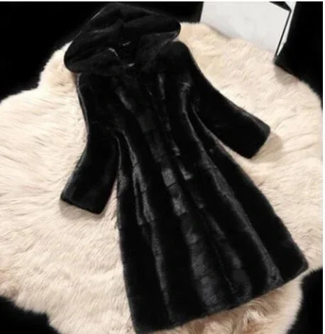 Womens Winter Sheepskin Coat Fur Hooded Long Jacket Loose Thick Warm Parka 241112