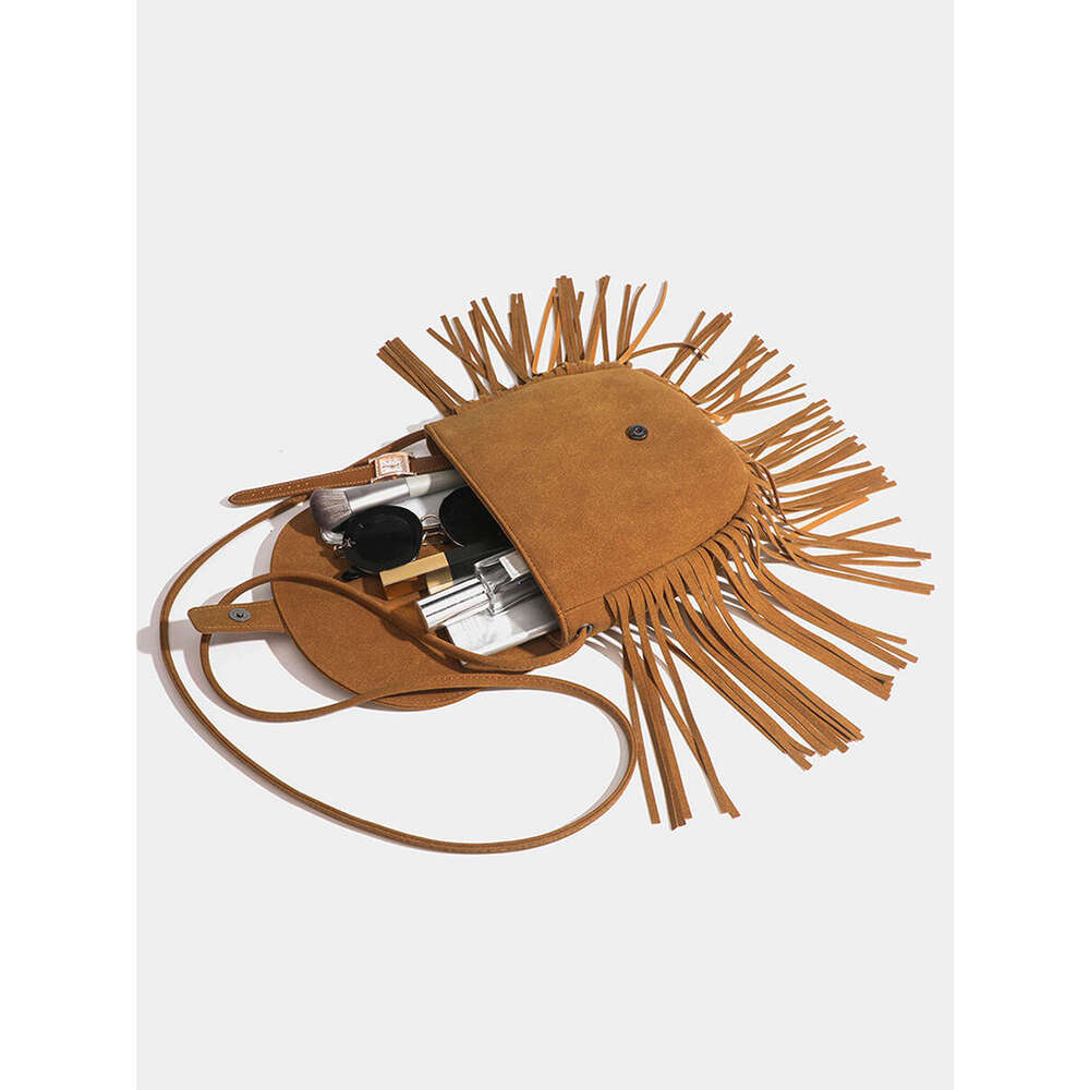 2024 spring new clamshell braided fringe retro soft leather trend all the crossbody bag for women