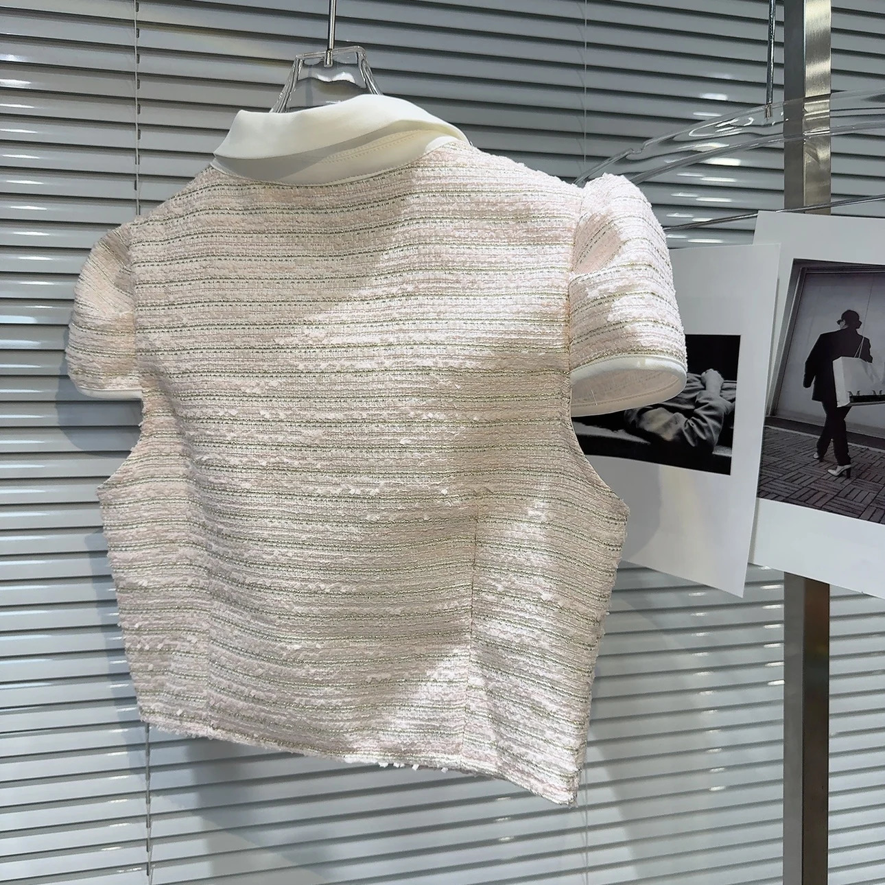 PREPOMP Summer Down Collar Short Puff Sleeve Top Coarse Hemp Mini Folded Leather Two Piece Set GR292 241112