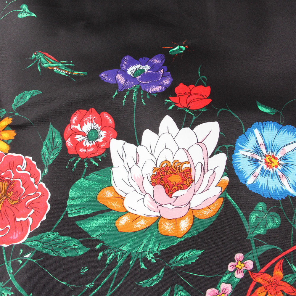POBING Silk Scarf Women Large Shawls Flowers Print Stoles Square Bandana Kerchief Hijab Scarf Female Foulards 130CM f9955