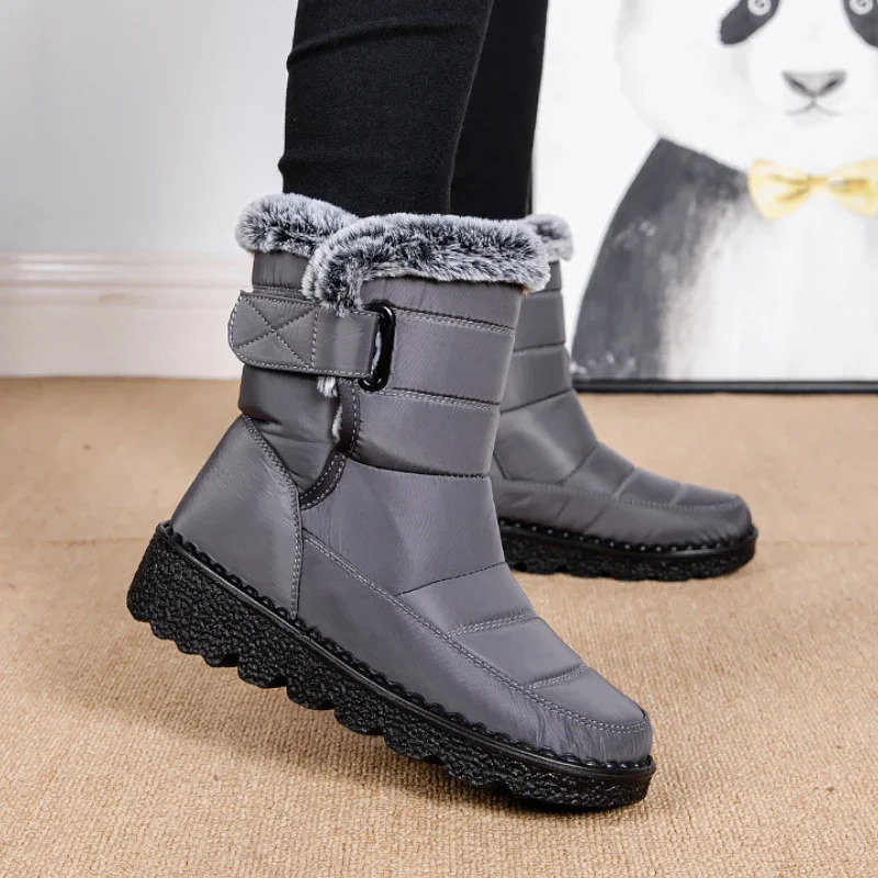 Womens waterproof winter boots fur long platform snow boots warm cotton couple shoes plush ankle boots Botas 241111