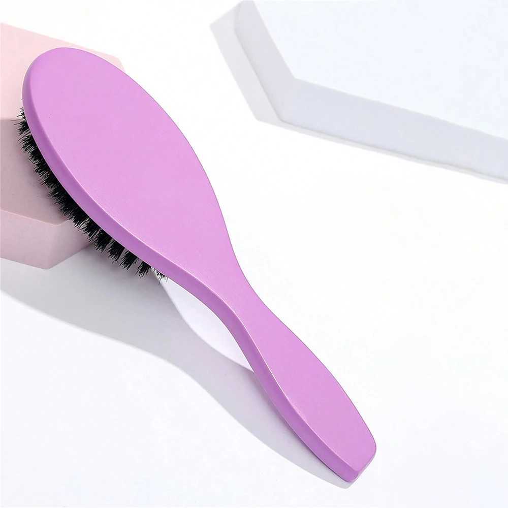 Natural bristle brush massage comb anti-static hair scalp blade brush beech wood handle hair comb hair comb W241112