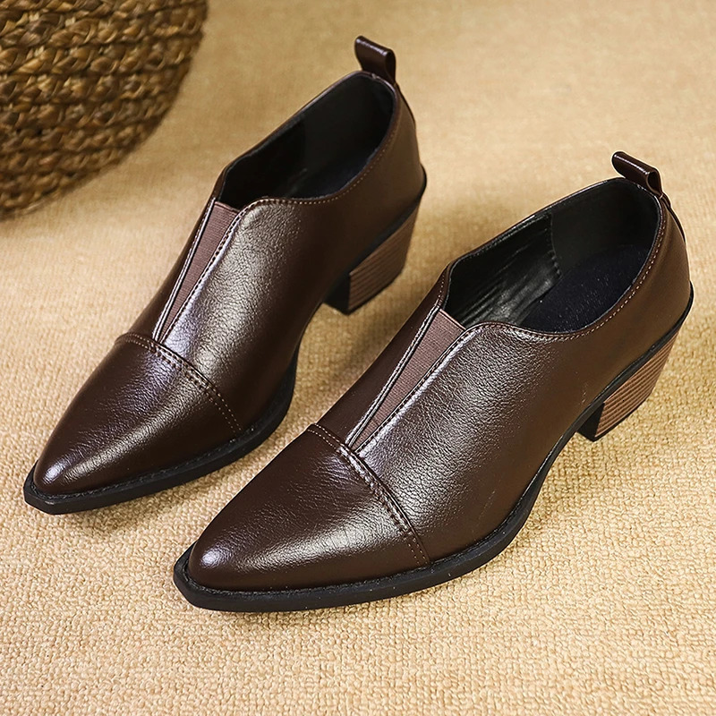 Women Flats Autumn Soft Work Flat Shoes Women Mid Heels Pointed Toe Slip on Sneakers Women British Style Mary Jane Shoes 241112