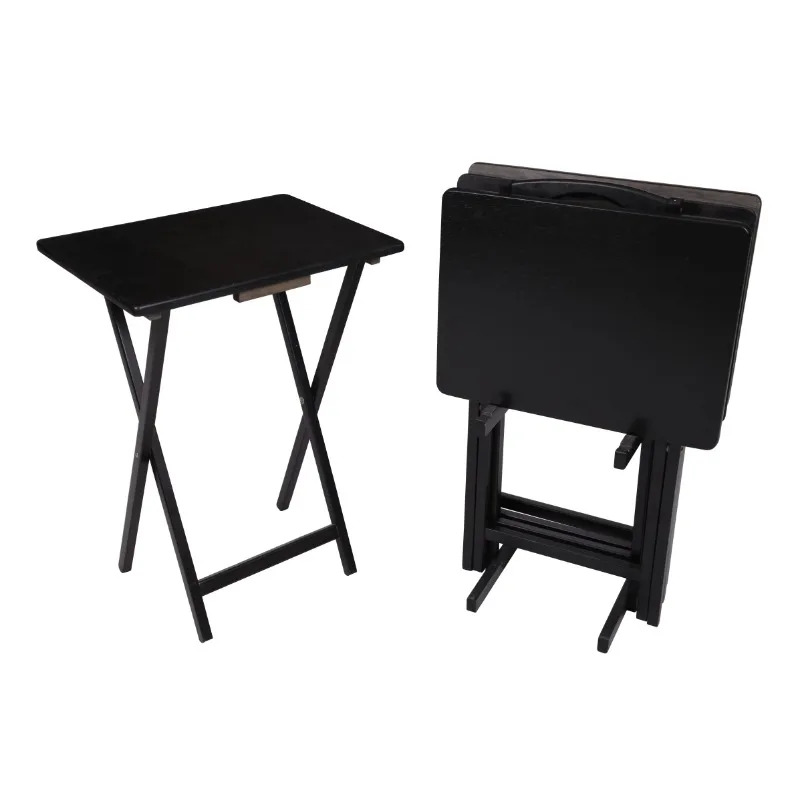 Mainstays Black 5-Piece Folding TV Tray Table Set, 19 X 15 X 26 Inch ( 4 Table + 1 Rack Stand )