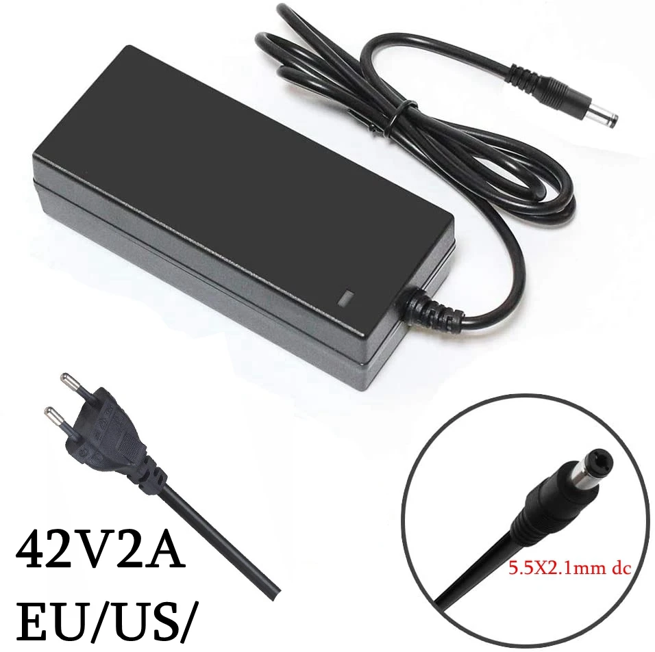 42V 2A Electric Bike Lithium Battery Charger For 36V 12AH Electric Scooter Hoverboard Balance Wheel Charger 5.5X2.1mm EU US Plug