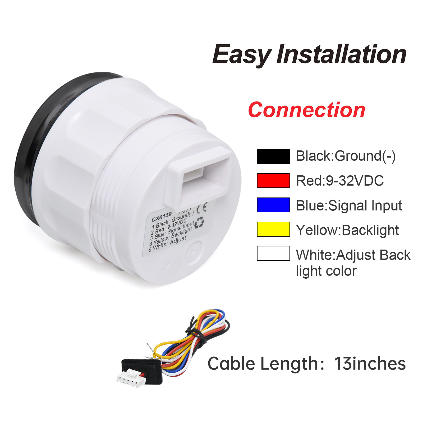 12V 24V Sewage Level Gauge 52mm HTG Boat Holding Tank Level Gauge HTG With 7 Colors For Car Marine Truck Waste Water Level Meter