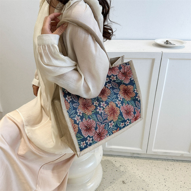 Large Capacity Tote Bag Luxury Designer Handbags For Women 2024 Brand Jacquard Embroidery Canvas Shoulder Bag Big Shopper Bags