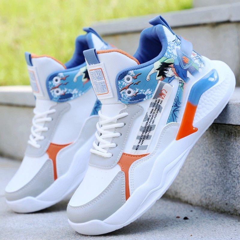 Men Casual Shoes Fashion Platform Sneakers Mens Trend Lace-up Non-slip Skateboard Chunky Shoes Men Basket Mesh Bearthable Shoes
