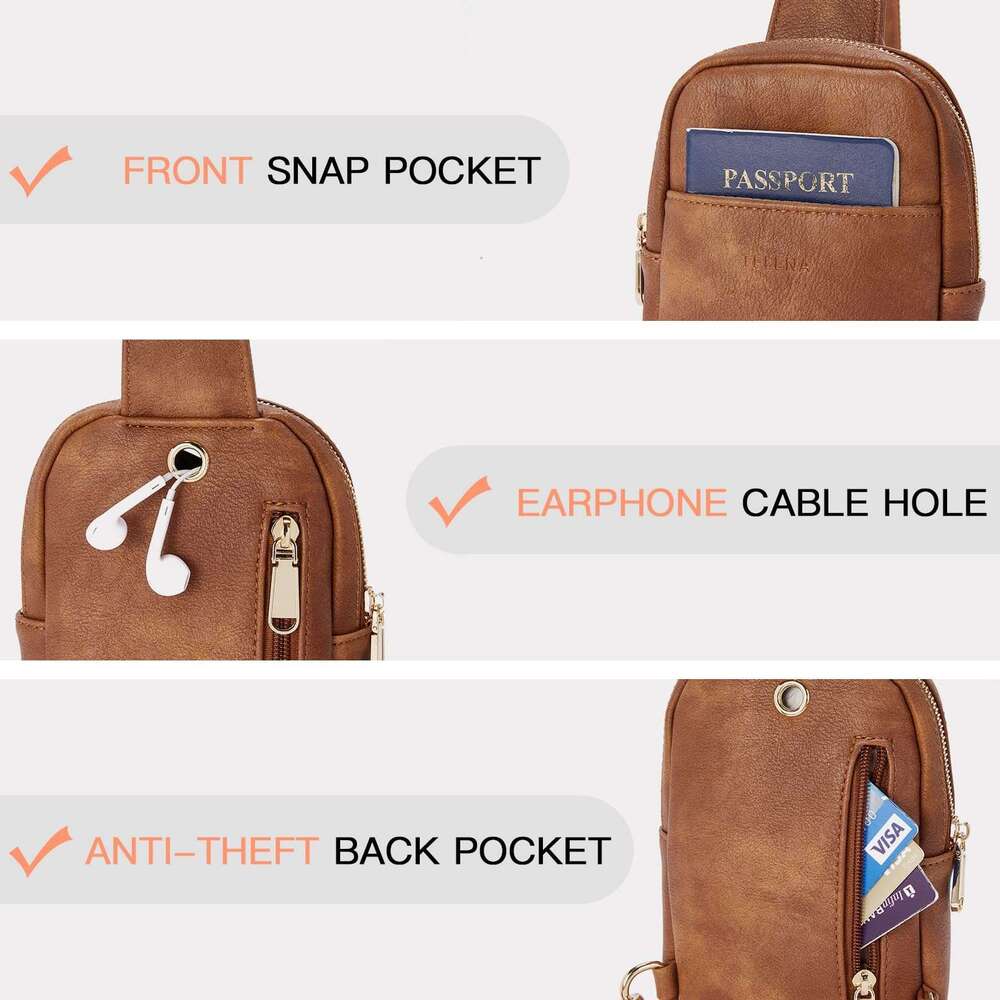 Europe and the United States portable large capacity chest single bag shoulder strap multi-bag mouth function zippe