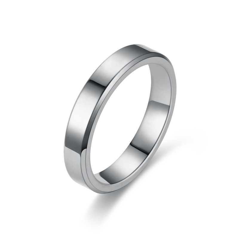 Stylish Simple Design Stainless Steel Band Ring for Women Men Gold Silver Black lover couple wedding ring 4MM Beveled Glossy Titanium Steel Rings Jewe