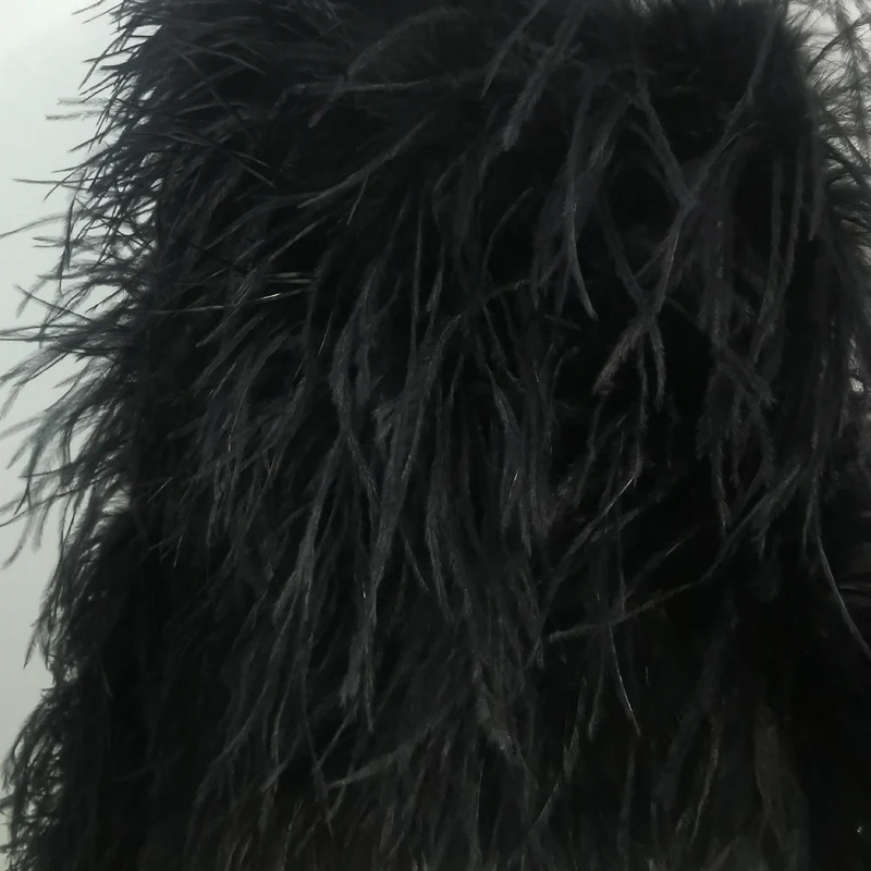 style womens coat 38cm 100% natural ostrich hair womens sexy ostrich feather jacket long sleeved 241111