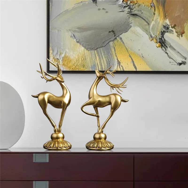 Nordic Resin Simple Abstract Deer Statue Home Decor Sculpture Modern Art Animal Figurines Christmas Decoration Accessories 241112