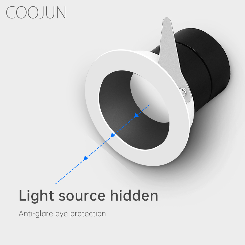 COOJUN LED Mini Spotlight 5W Recessed Downlight Anti-glare Bordered Spot Light Aluminum Ceiling Lamps 110-240V Indoor Lighting