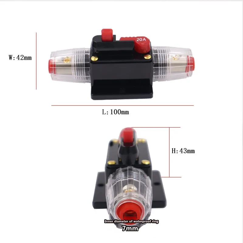 12V - 48V Car Truck Circuit Breaker Self-recovery 20A 30A 40A 50A 60A 80A 100A 125A 150A Auto Audio Fuse Holder Power Insurance