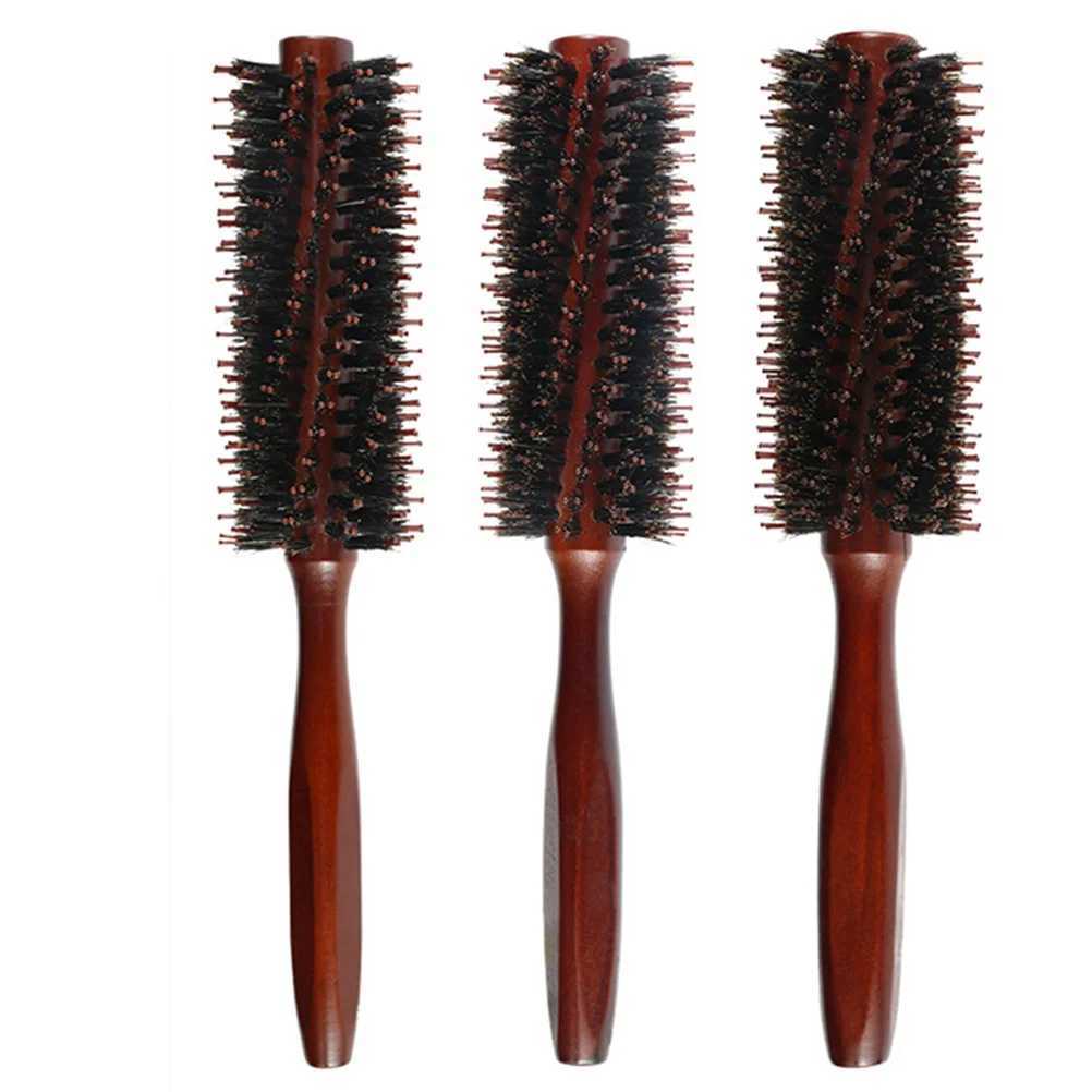 Curling hair dryer round comb suitable for women with curly hair bamboo and wood ladies W241112