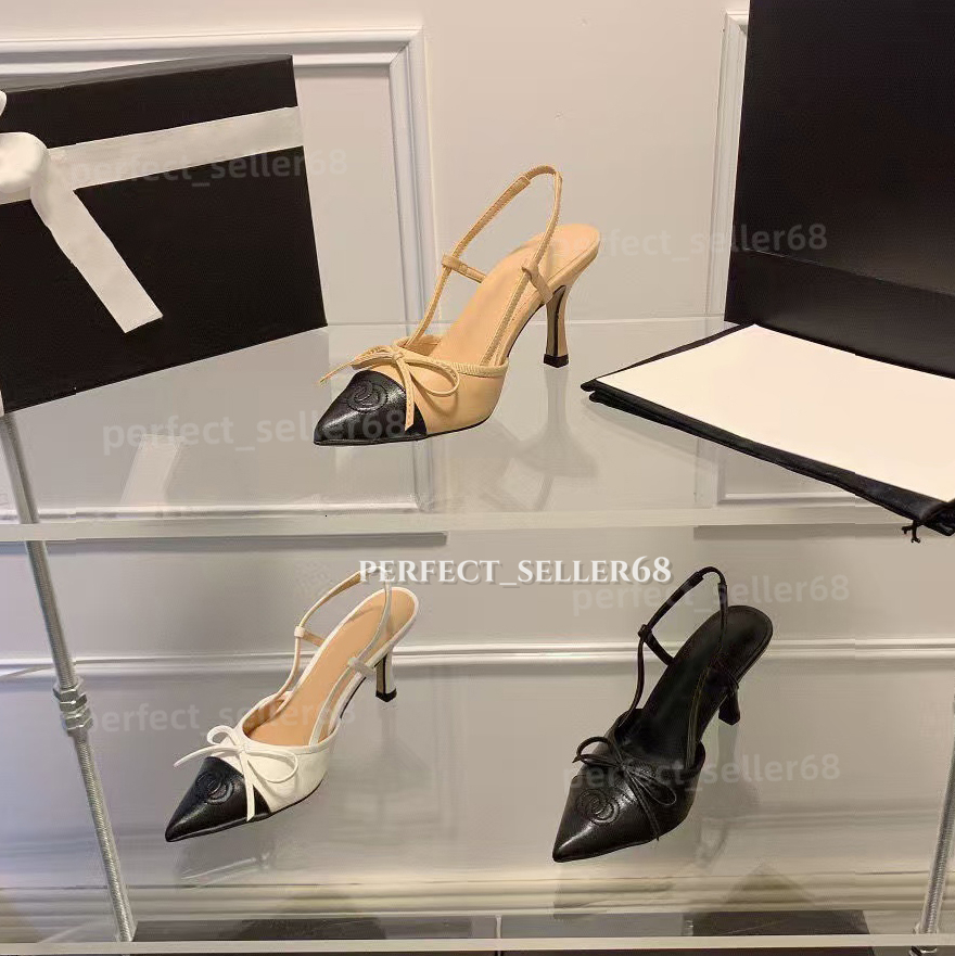 Designer Crystal Bow backless sandals Stiletto Heels Mesh Beige Black Veil Rhinestone Kitten Heels Ladies Luxury Lace-up Wedding Party Dress Shoes