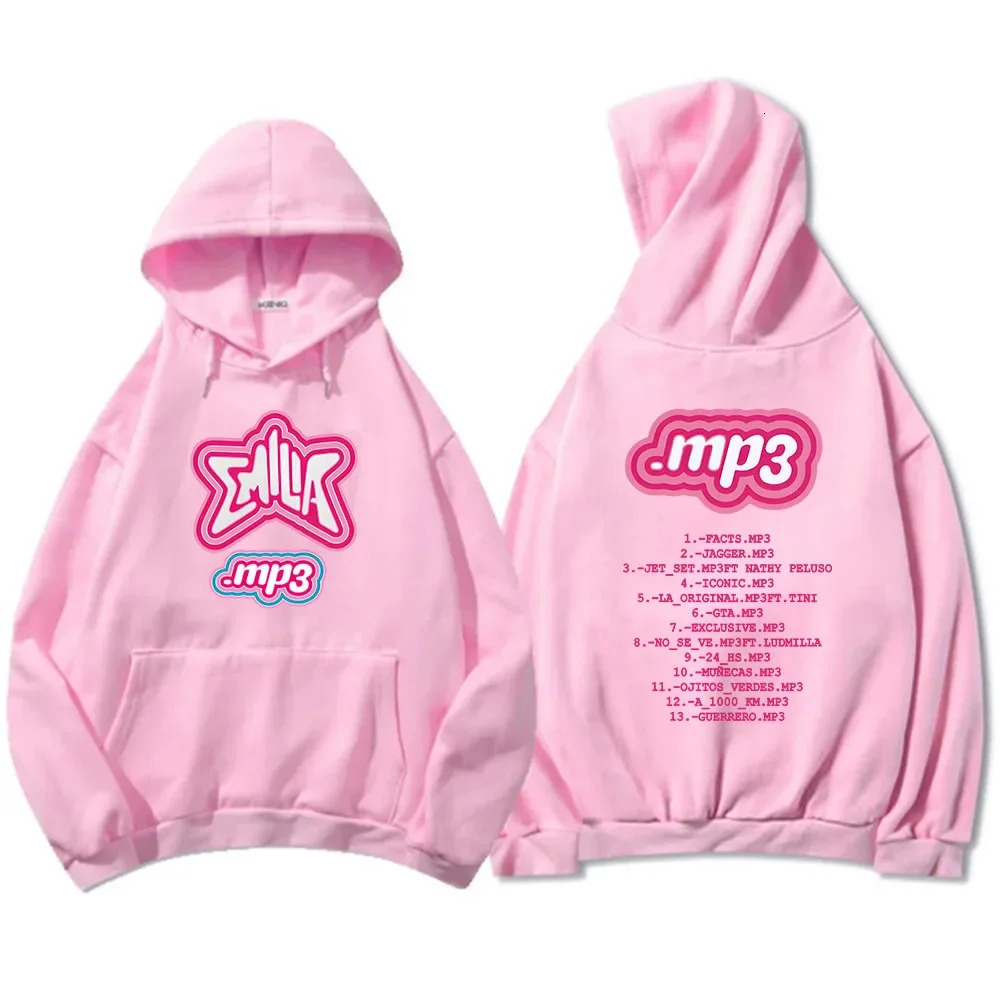 Woman Winter Clothes MP3 Emilia Mernes Hoodie Prined Sweatshirts Casual Long Sleeve Sudaderas Pink Unisex Soft Hoody 241112