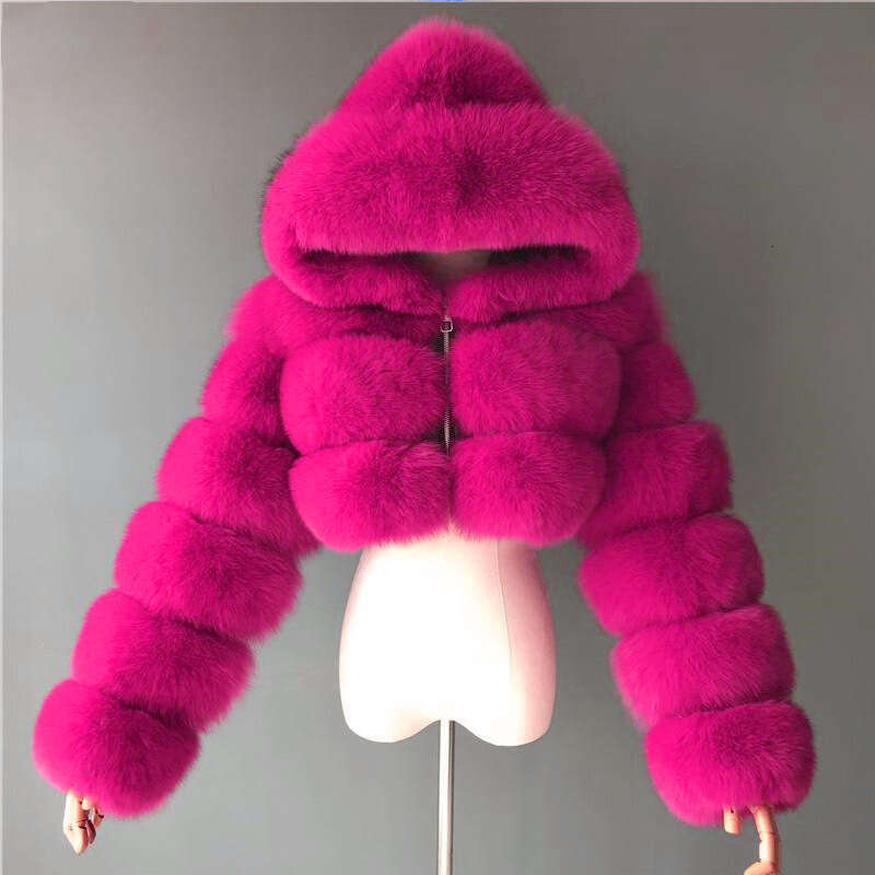 shanshi fur coat women Fur for women winter hooded young and ultra short ladies' spliced fox fur jacket