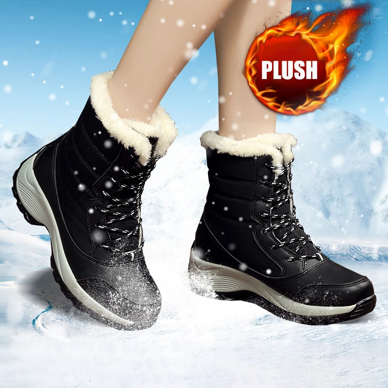 Winter outdoor warm snow boots with thick platform waterproof and anti slip warm shoes for women oversized casual boots 241111