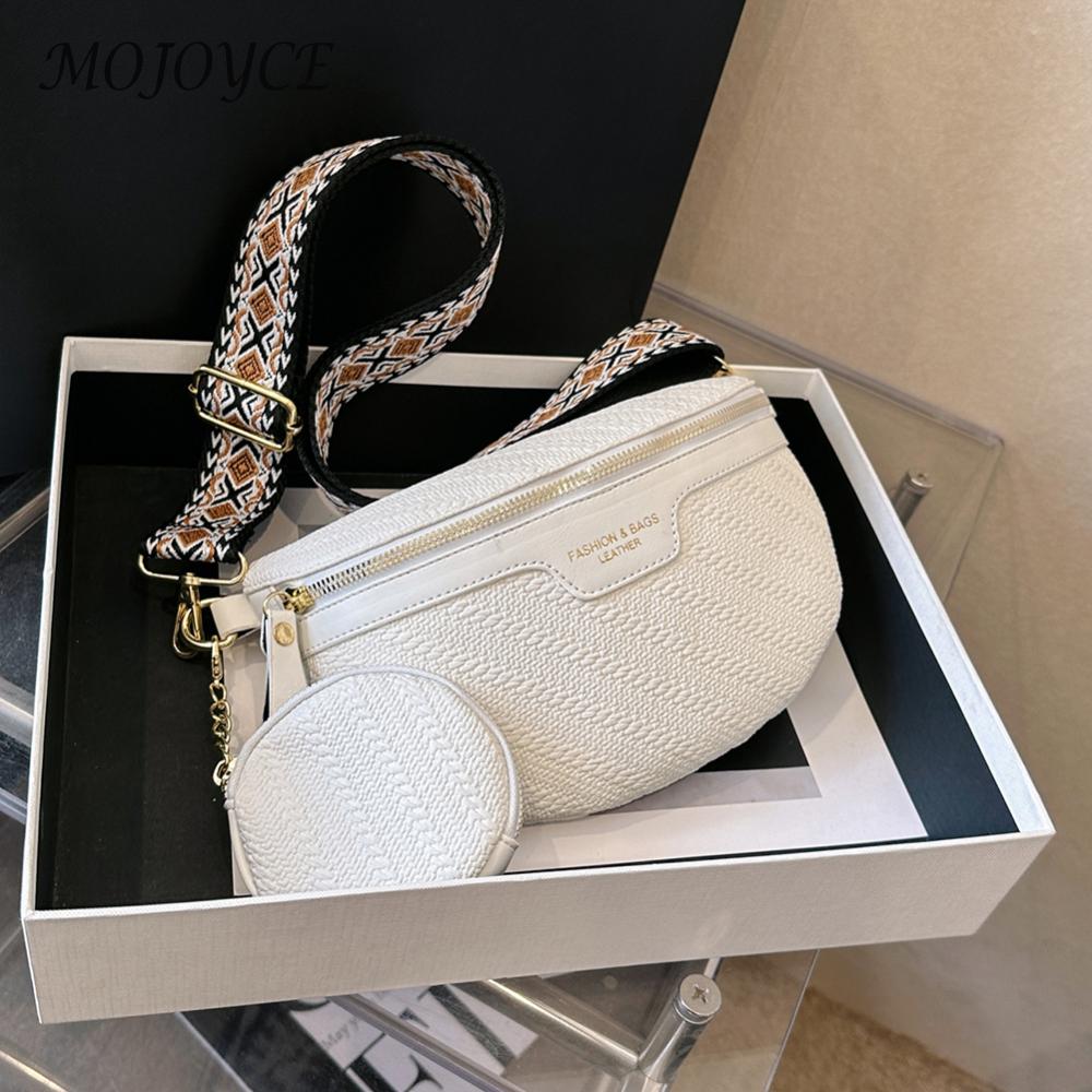 Women Stylish Bum Bag PU Leather Chic Handbag Waterproof with Wide Adjustable Strap Daily Bag for Female