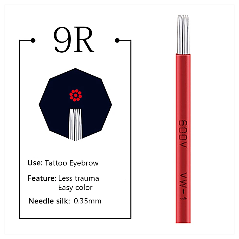 Microblading Needles Fog Eyeborw Makeup Blade Shading Round R3 R5 R7 R9 R19 Tattoo Needle for Tattoo Pen Manual Needles 50pcs