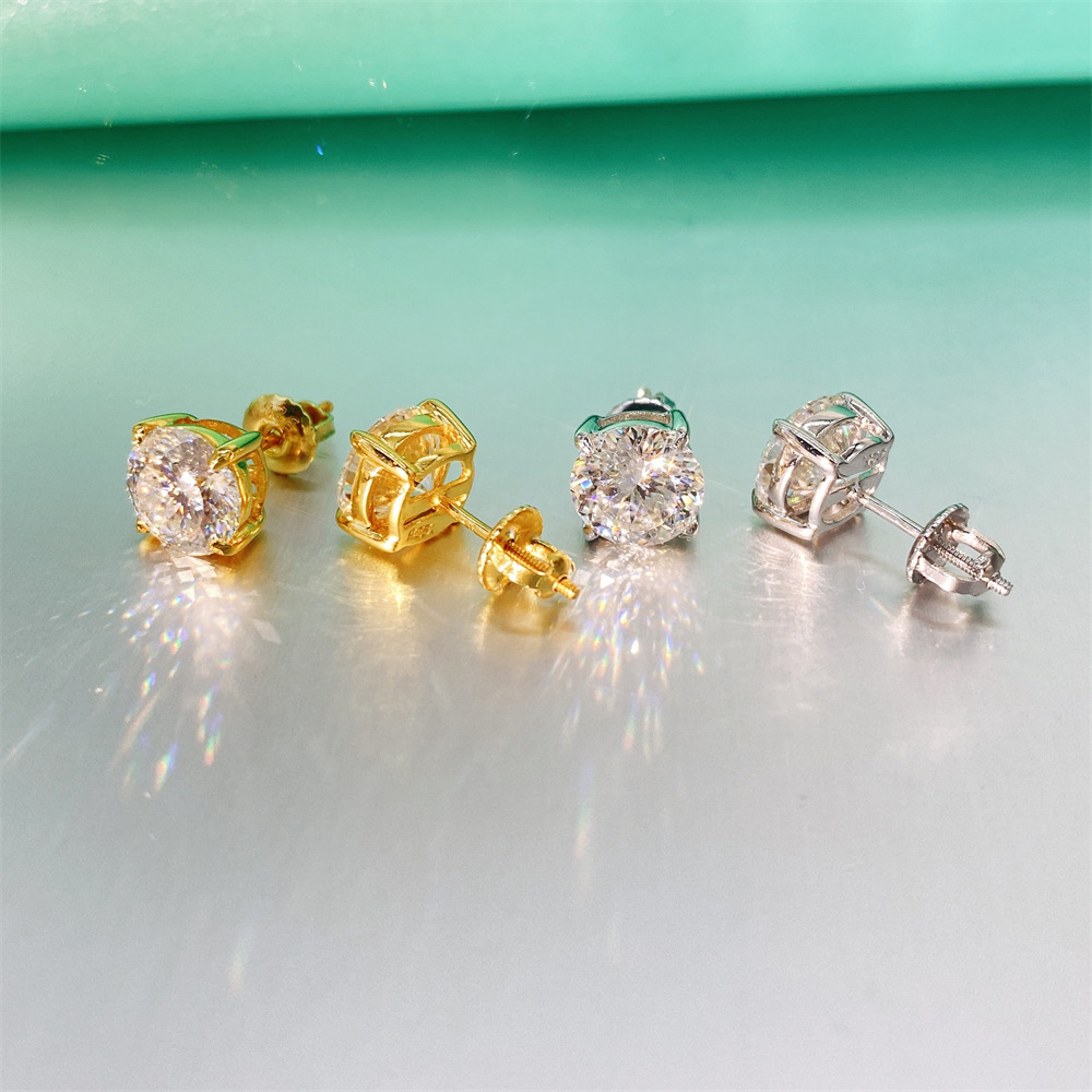 DJMAX 0.5-3ct Moissanite Earring Studs for Women Original 925 Sterling Silver Birds Nest Cut Lady Moissanite Earrings New 2023