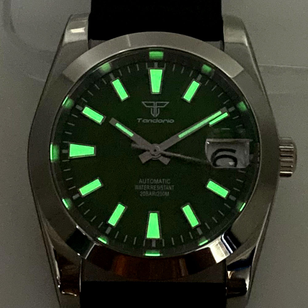 Tandorio 36mm NH35A Black Green Blue Dial Dive 200M Waterproof Automatic Watch For Men Sapphire Glass Luminous Rubber Strap 4ae8b 5 e1ab0