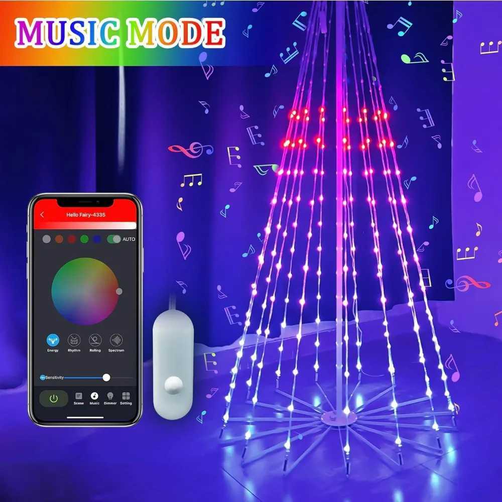 6Ft 265 LED Christmas Cone Tree Light Bluetooth Intelligent Waterproof Music Synchronized Flashing Light APP Remote ControlLX241112