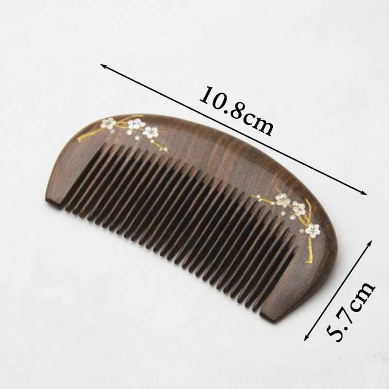 Natural gold hawthorn wood small comb natural wood structure fine teeth hair comb anti-static head embossing point massage gift W241112