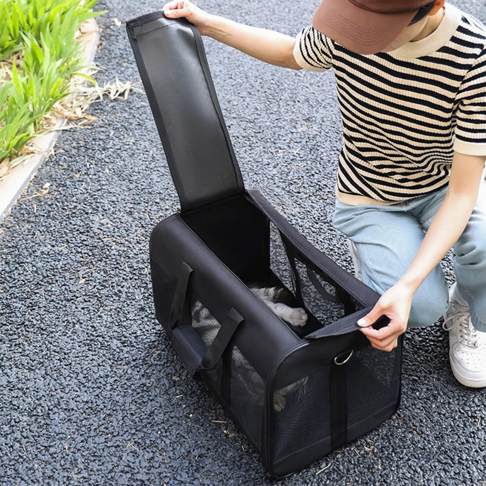 Portable Cat Carrier Bag Breathable Mesh Anti-Lost Pocket Smooth Zipper Pet Out Pouch For Puppy Travel