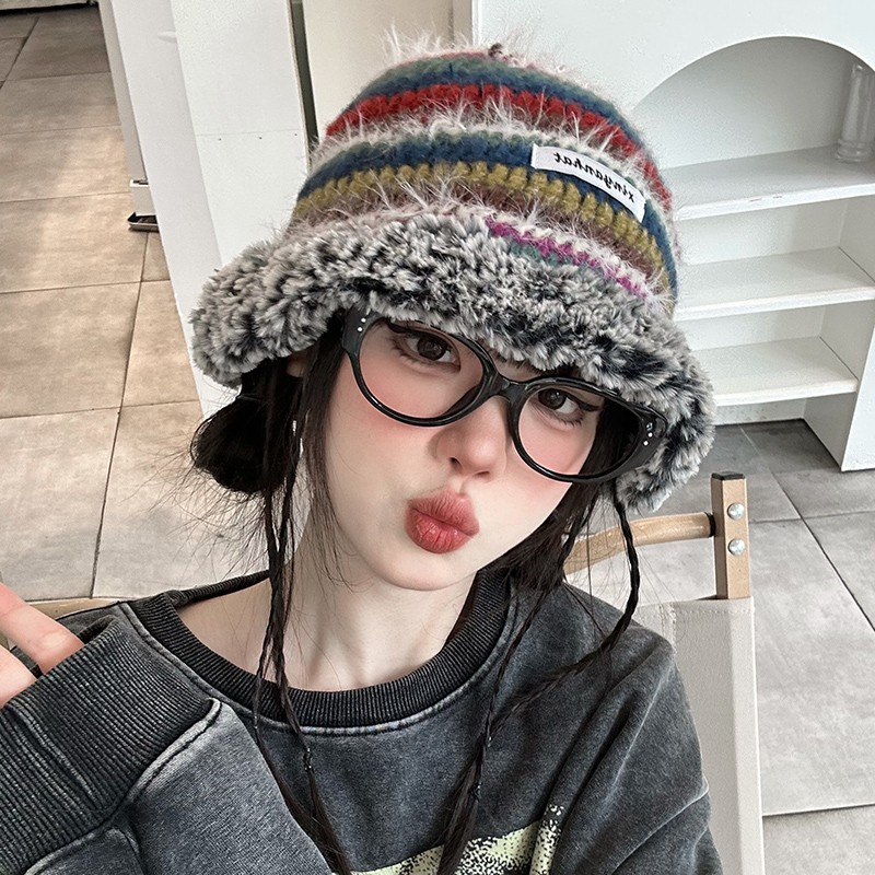 Y2K Crochet Thick Bucket Hats for Women Spring Autumn Handmade Knit Beanies INS Korean Beach Bikini Panama Cap Gorras De Mujer ec4e7