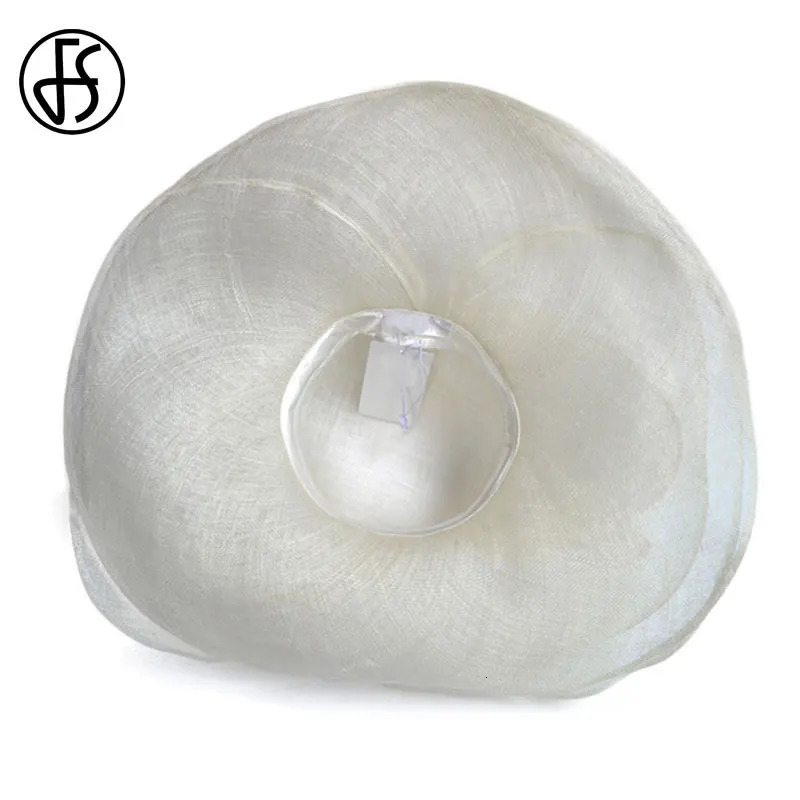 FS Elegant Black And White Fascinator Hats For Wedding Church Sinamay Hats With Big Bowknot Derby Hat Fedora Tea Party 240320