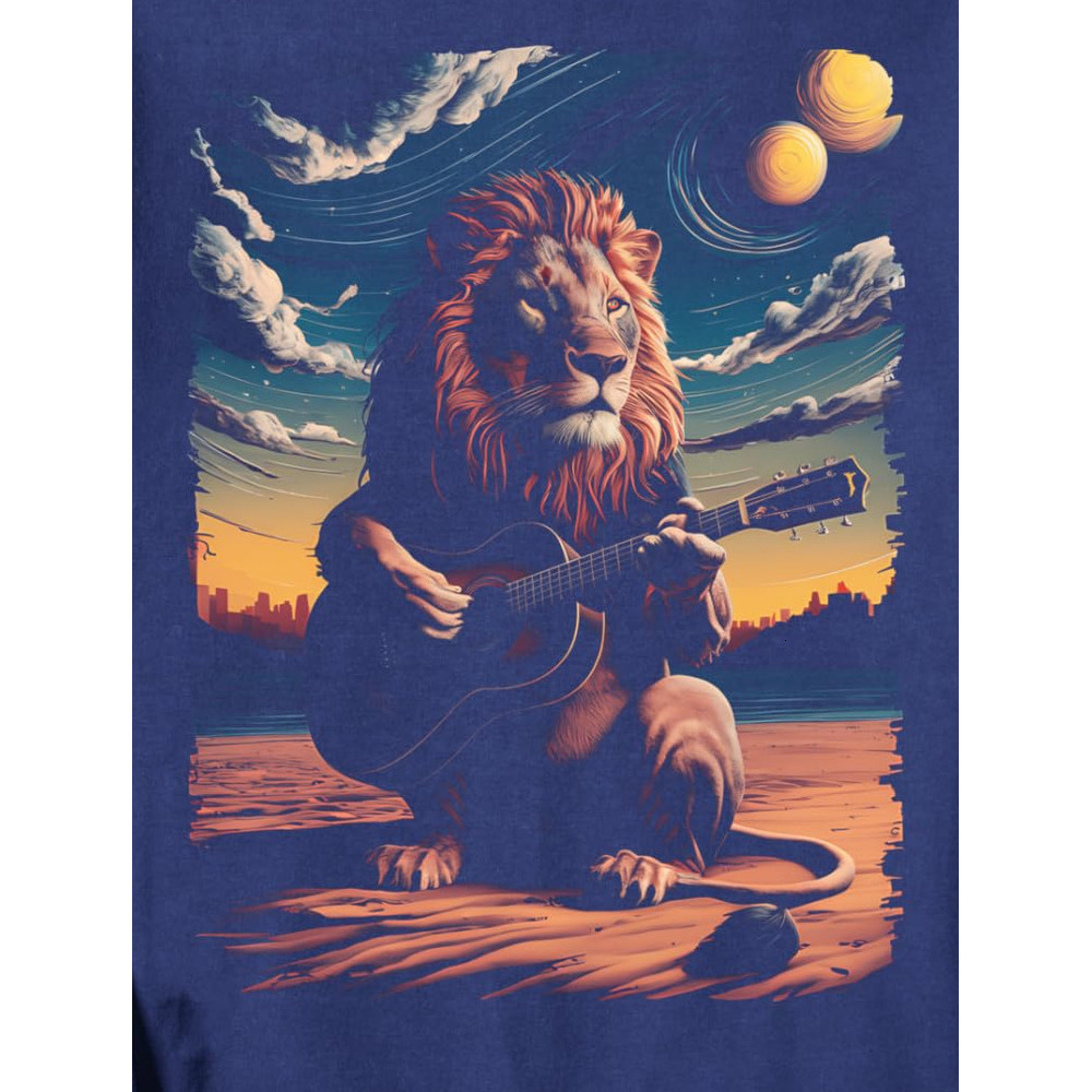 Long Sleeve Shirts for Men sweatshirt Lion Guitar Sunset Musician Design Guitarist Lover Gift Sweatshirt T shirt Tee Streetwear Casual tops clothes