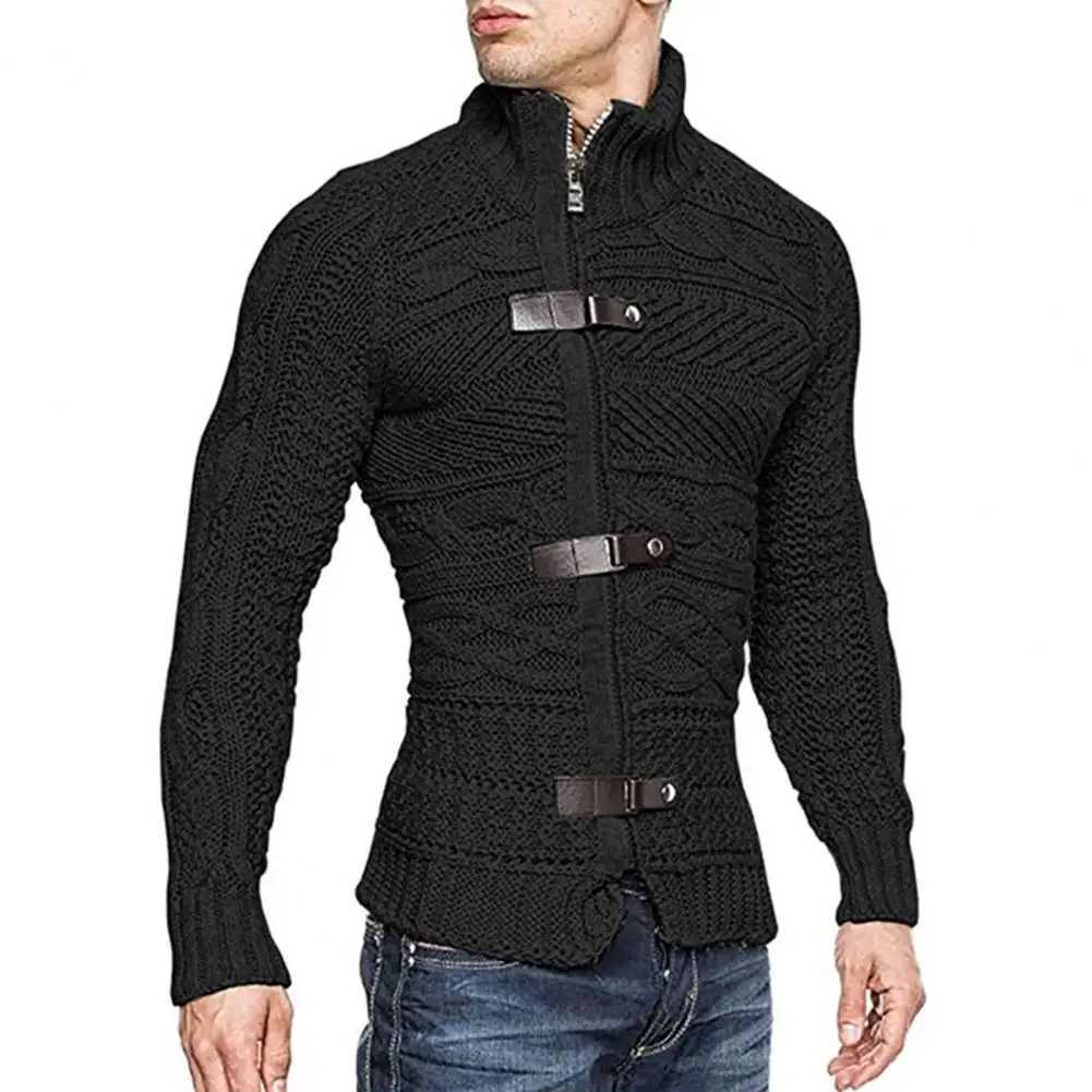 Mens elastic fashionable acrylic fiber loose sweater jacket winter mens turtle neck pullover sweater W2411111