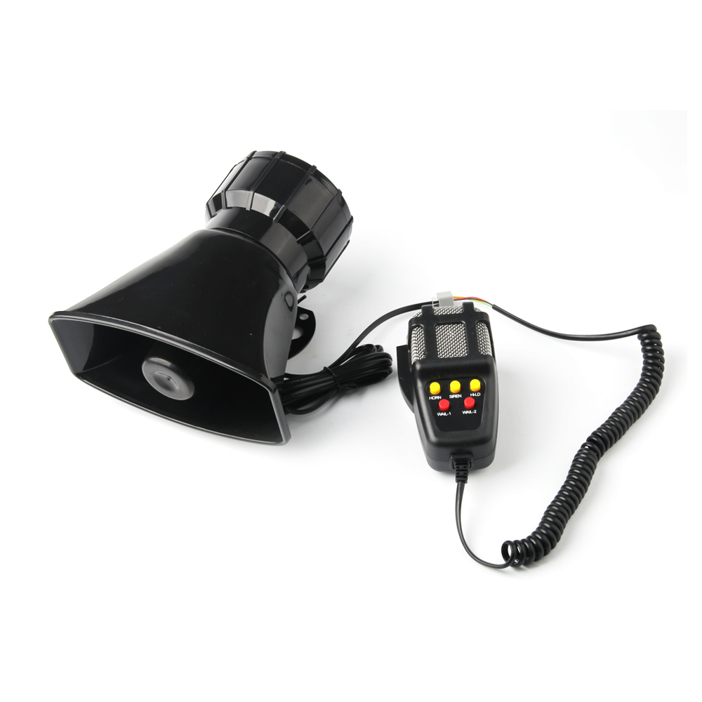 12V 100/80W Car Horn with MIC Loud Motorcycle Siren Vehicle Truck Warning Alarm Loudspeaker Plastic Police Firemen 5/7 Sound DC