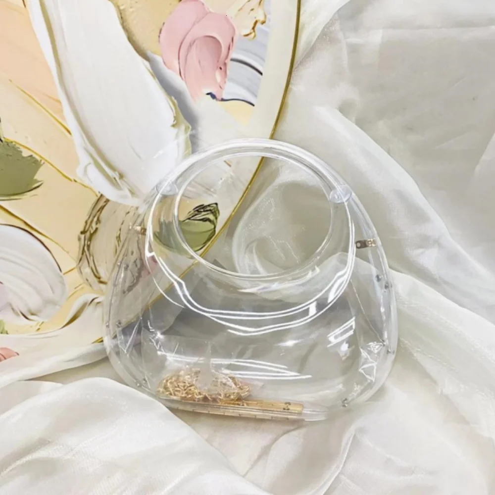 ISKYBOB Glossy Handbags for Women Banquet Bag Suitcase Shoulder Bag High Quality Acrylic Lady Fashion Shiny Crossbody Bag 241112