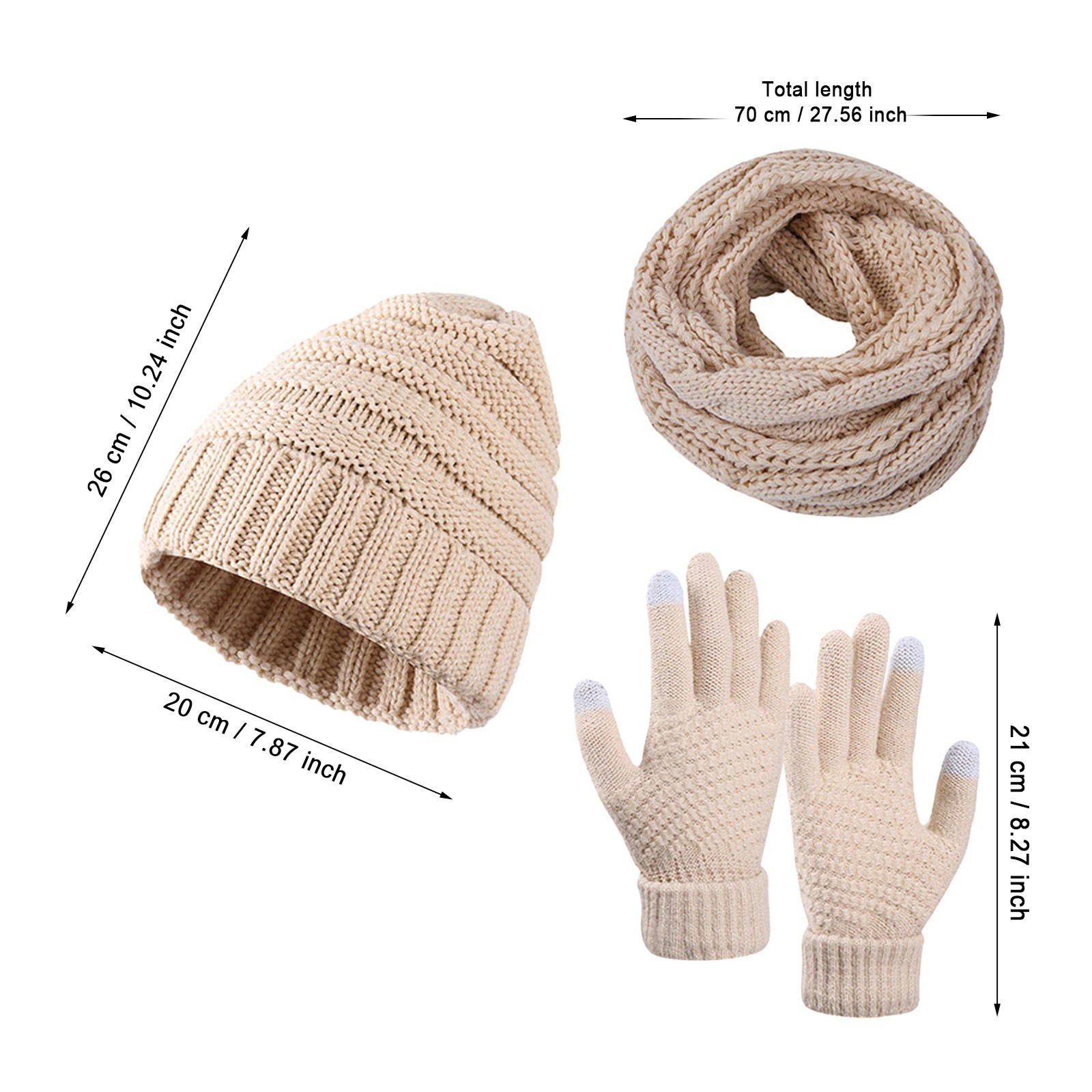 Winter Casual Solid Hat Scarf Gloves Set For Women Men Caps Winter Warm Soft Knitted Hat Bonnet Scarves Gloves Outdoor Accessory 4a5dc