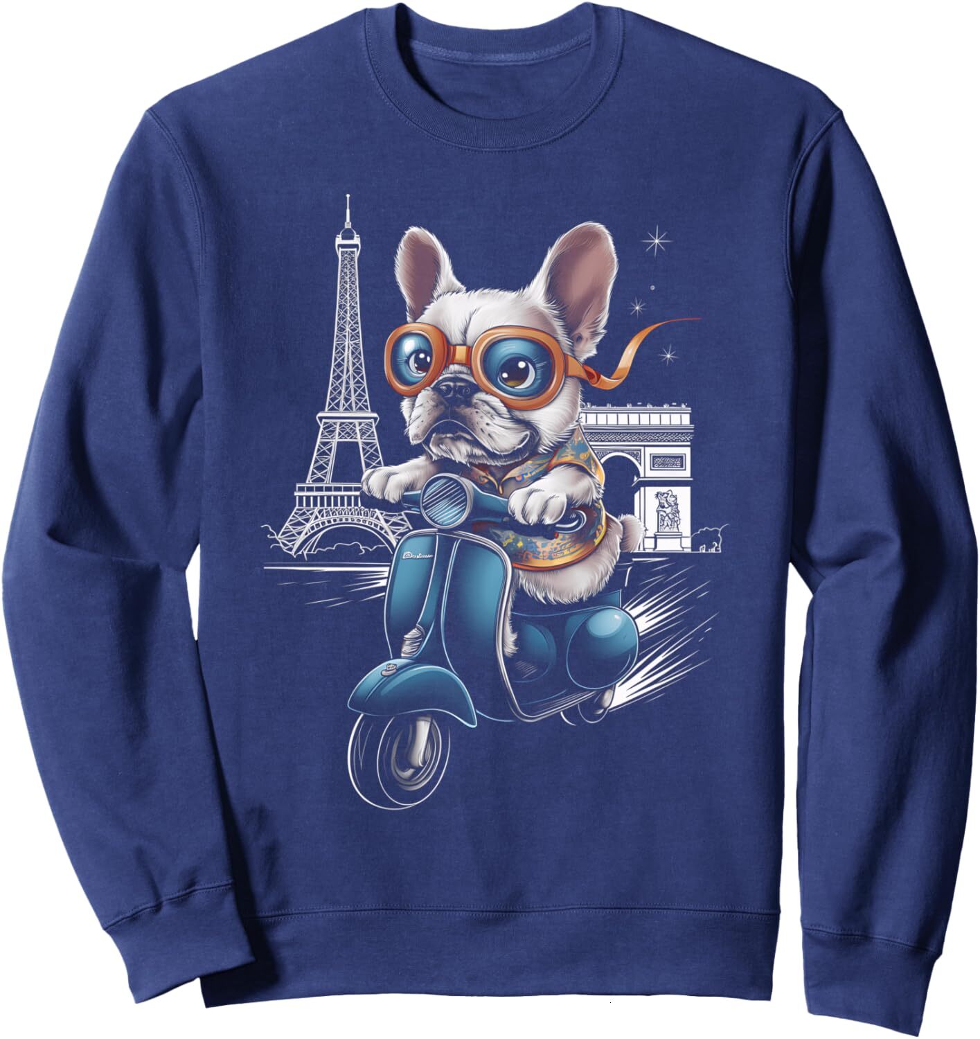 Long Sleeve Shirts for Men sweatshirt French Bulldog Paris Scooter Eiffel Tower France Graphic Sweatshirt T shirt Tee Streetwear Casual tops clothes