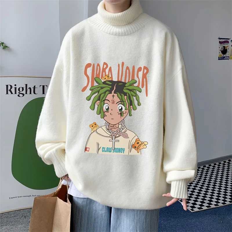 New Turtle Neck Sweater Series Long Sleeve Thick Wool Winter Warmth Youth Oversized Size with Pattern 3 Styles Pulling Flower W2411111