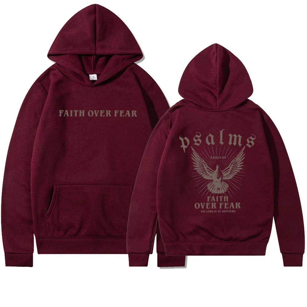 Faith Over Fear Hoodie Bible Verse Shirt Christian Clothes Merch Jesus Is King Motivational Sweater Religious Hoodies 241112