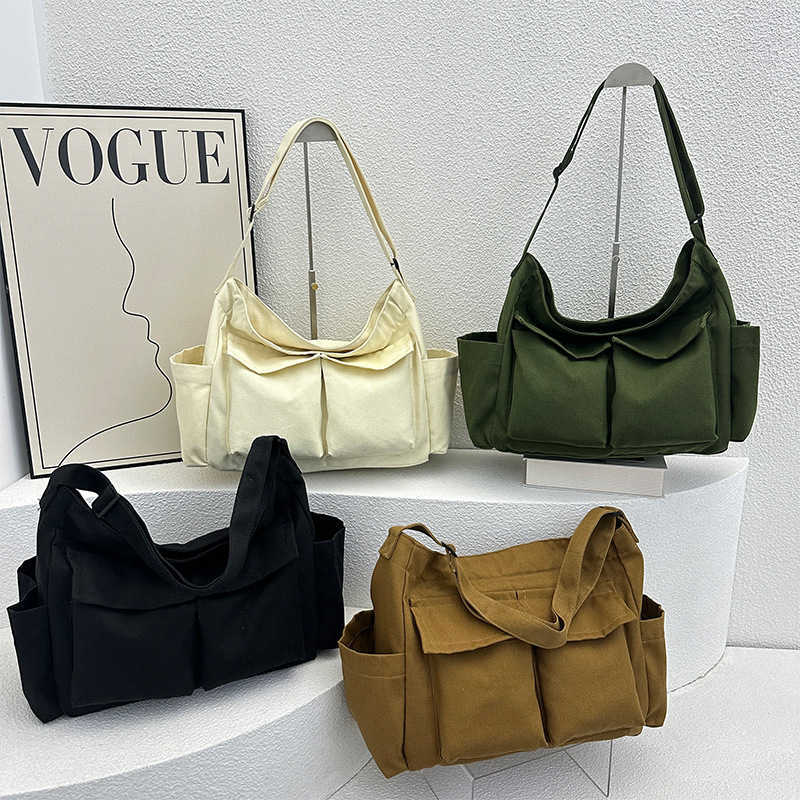 2024 Winter New Artistic Simple Single Shoulder Tote Bag Ins Large Capacity College Student Classroom Bag Crossbody Bag for Women