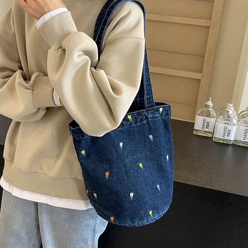 Womens shoulder bag fashion handbag canvas womens handbag store denim handbag student backpack Bolsos Mujeres 241111